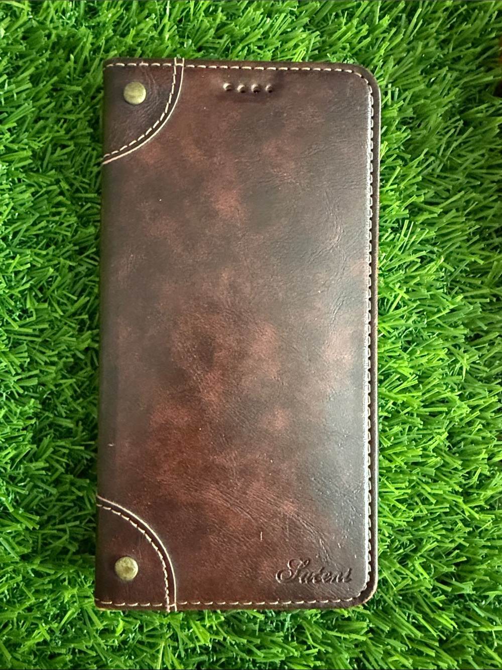 Brown Faux Leather Phone Wallet Case iPhone 13 Pro Max